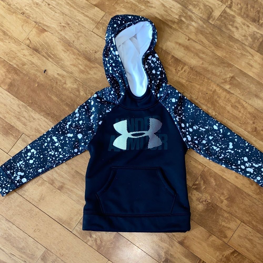 Under Armour Kids' Black and White Speckled Hoodie Youth XS